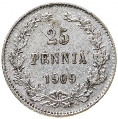 купить 25 пенни 1909 L, монета для Финляндии