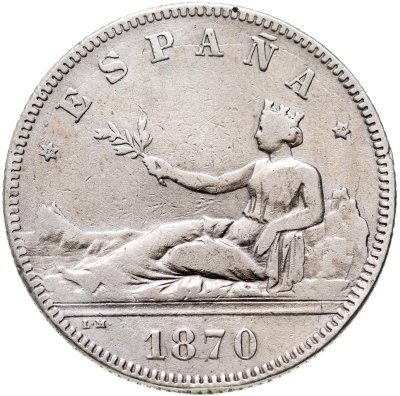 купить Испания 2 песеты (pesetas) 1870