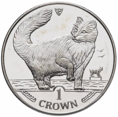 купить Остров Мэн 1 крона 1991 "Кошки - Норвежская лесная кошка"