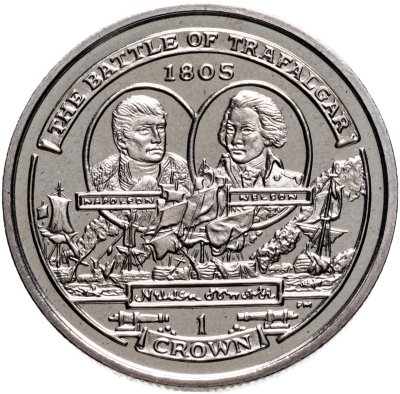 купить Остров Мэн 1 крона (crown) 2005 "200 лет Трафальгарскому сражению - Наполеон и Нельсон"