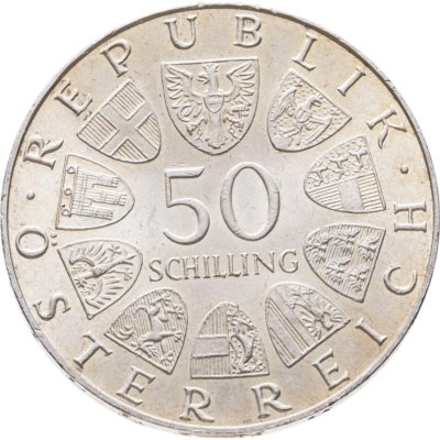 купить Австрия 50 шиллингов (shillings) 1973 500 лет гостинице "Золотой лев"