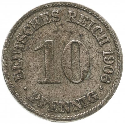 купить Германская Империя 10 пфеннигов 1906 "A"