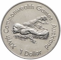 Купить Новая Зеландия 1 доллар (dollar) 1989 XIV Игры Содружества 1990 - Пловец