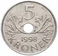Купить Норвегия 5 крон (kroner) 1998