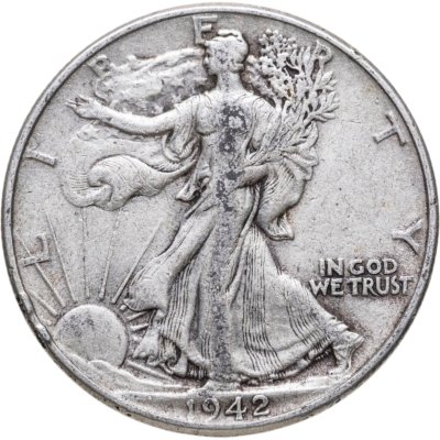 купить США 50 центов (1/2 доллара, half dollar) 1942 Walking Liberty Half Dollar