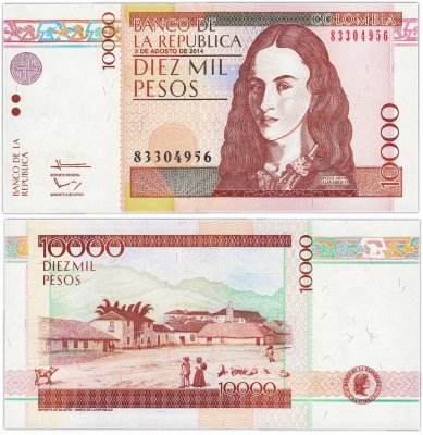 купить Колумбия 10000 песо 2014 (Pick 253)