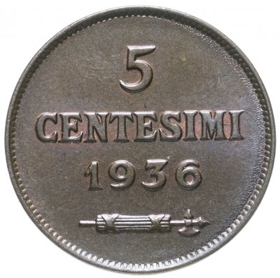 купить Сан-Марино 5 чентезимо (centesimi) 1936