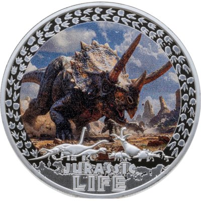 купить Либерия 10 долларов 2025 "Жизнь юрского периода - Трицератопс", в футляре, с сертификатом