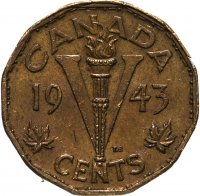 Купить Канада 5 центов (cents) 1943