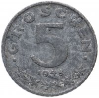 Купить Австрия 5 грошей (groschen) 1948-1994, случайная дата