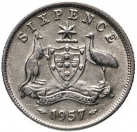 Купить Австралия 6 пенсов (pence) 1957