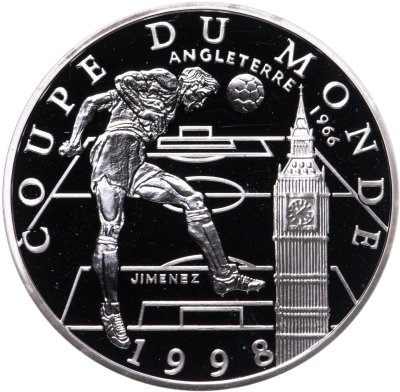 купить Франция 10 франков (francs) 1997 Чемпионат мира по футболу 1998 - Англия 1966