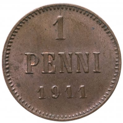купить 1 пенни 1911, монета для Финляндии
