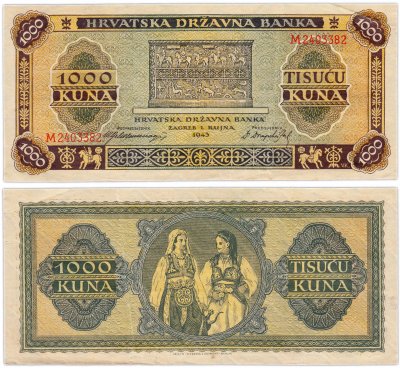 купить Хорватия 1000 куна 1943 (Pick 12a)