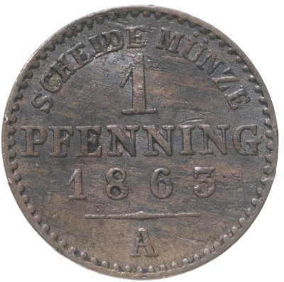 купить Германия, Пруссия 1 пфенниг 1863