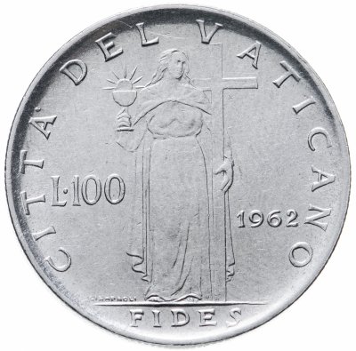 купить Ватикан 100 лир 1962