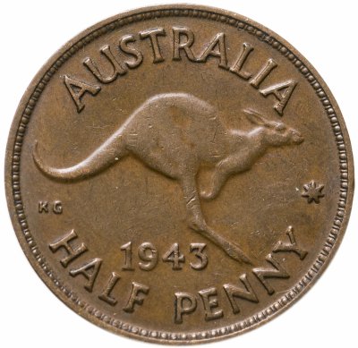 купить Австралия 1/2 пенни (penny) 1943 Без точки