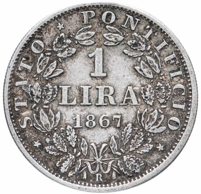 купить Папская область 1 лира (lira) 1867 XXII