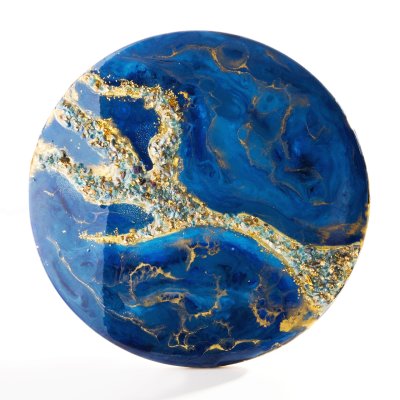 купить Панно настенное "Лазурь", авторская работа в технике Resin Art, поделочный камень, Глянцевое 3D покрытие, камень, МДФ, Российская Федерация, 2022 г.