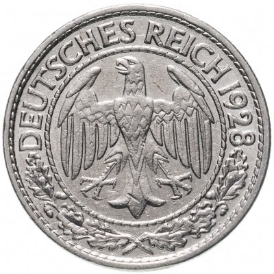 купить Германия (Веймарская республика) 50 рейхспфеннигов (reichspfennig) 1928 знак монетного двора "A" — Берлин
