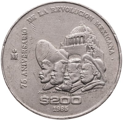 купить Мексика 200 песо (pesos) 1985 "75 лет Революции"