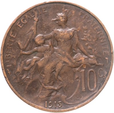 купить Франция 10 сантимов (centimes) 1915