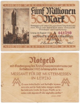 купить Германия Leipzig ( Sachsen ) 5000000 (5 млн) марок 1923 год
