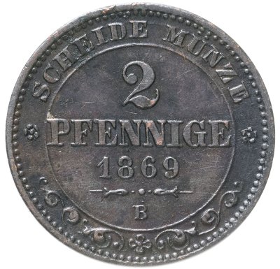 купить Германия, Саксония 2 пфеннига 1869