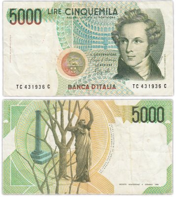 купить Италия 5000 лир 1985 (Pick 111b)