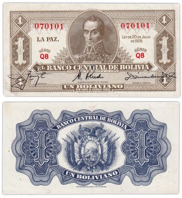 купить Боливия 1 боливиано 1928 (Pick 128a(8))
