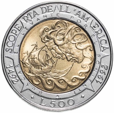 купить Сан-Марино 500 лир 1992 "Открытие Америки"