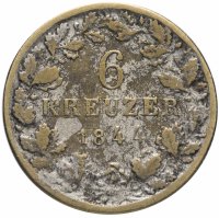 Купить Германия (Вюртемберг) 6 крейцеров 1844