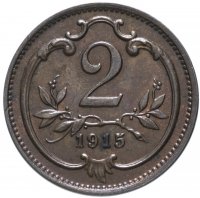 Купить Австрия 2 геллера (heller) 1915