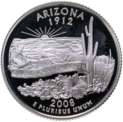 купить США 25 центов (квотер, 1/4 доллара, quarter dollar) 2008 S Proof Аризона (Arizona) серебро