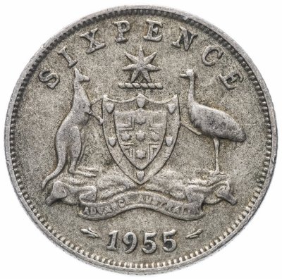 купить Австралия 6 пенсов 1955