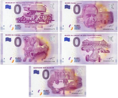 купить 0 евро (euro) набор из 5 банкнот "Музеи"