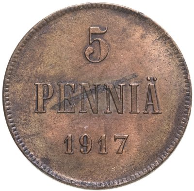 купить 5 пенни (pennia) 1917 с гербовым орлом