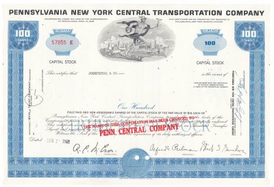 купить Акция США PENNSYLVANIA NEW YORK CENTRAL TRANSPORTATION COMPANY 1968- 1969 г.