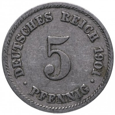 купить Германия 5 рейх пфеннигов 1901 "E"