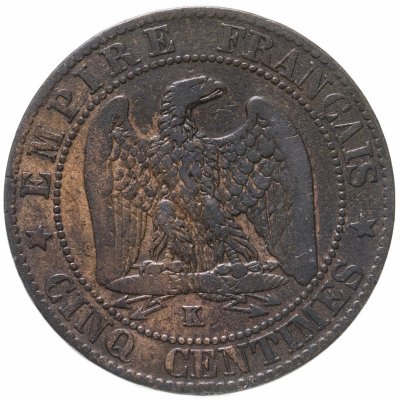 купить Франция 5 сантимов (centimes) 1856 K знак монетного двора: "K" - Бордо Франция
