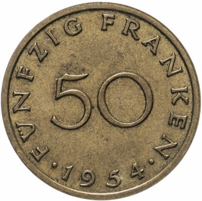 купить Саар 50 франков (francs) 1954