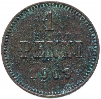 купить 1 пенни 1909, монета для Финляндии