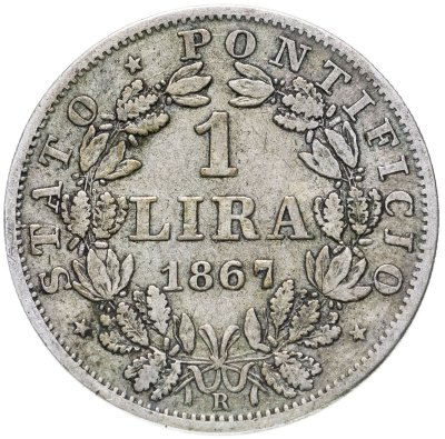 купить Папская область 1 лира (lira) 1867 XXII