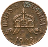купить Германская Восточная Африка 1 геллер 1908 "J"