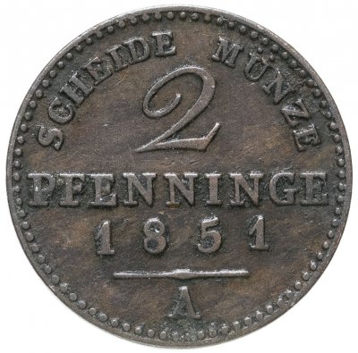 купить Германия, Пруссия 2 пфеннига 1851
