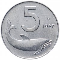 Купить 5 лир 1987 Италия