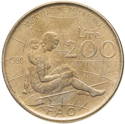 купить Италия 200 лир 1980 "ФАО - Международный женский год"