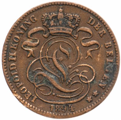 купить Бельгия 1 сантим (centime) 1894 Надпись на голландском - 'DER BELGEN'