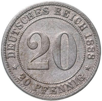 купить Германия 20 пфеннигов (pfennig) "D" 1888