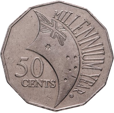 купить Австралия 50 центов (cents) 2000 "Смена тысячелетия - 2000 год"